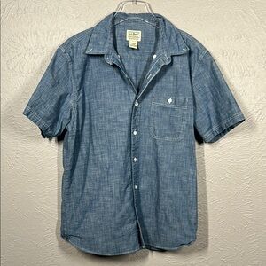L.L. Bean Traditional Fit Blue Short Sleeve Button Up Shirt Men's Size Medium